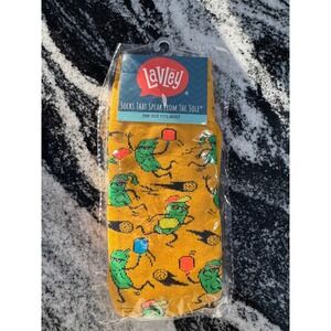 Lavley Pickleballer Adult Crew Socks Yellow One Size Fits Most